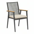 Outdoor Armchair with Cushion, 58 x 62 x 88 cm, Dark Gray, Beige and Natural Brown