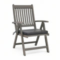 Gray Solid Acacia Wood Folding Garden Armchair with Dark Gray Cushion, 63 x 71 x 110 cm