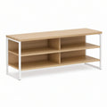 TV Stand Media Console, 47.2 x 15.7 x 23.6 in, Engineered Wood and Steel, Natural Oak/White