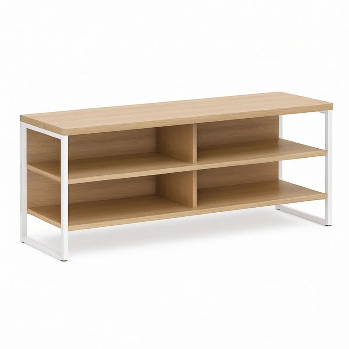 TV Stand Media Console, 47.2 x 15.7 x 23.6 in, Engineered Wood and Steel, Natural Oak/White