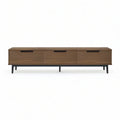 71.0 in Rectangular Walnut Brown Engineered Wood TV Stand with 3 Drawers and Black Steel Legs