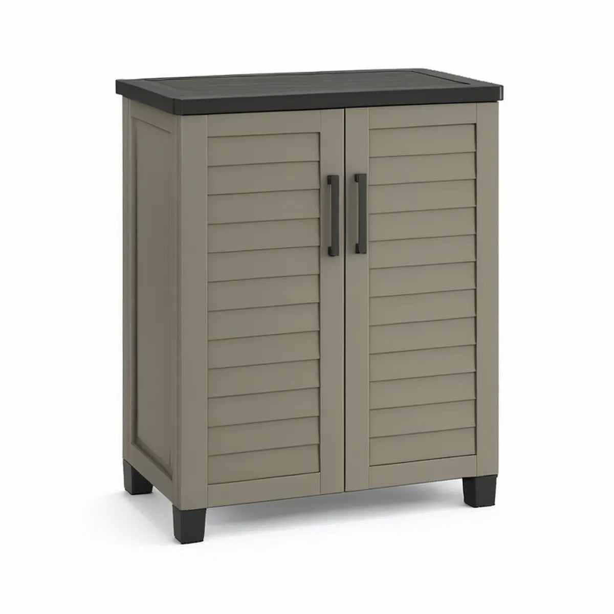 Outdoor Resin Storage Cabinet, Gray/Black, 26.8 x 15.4 x 35.8 in