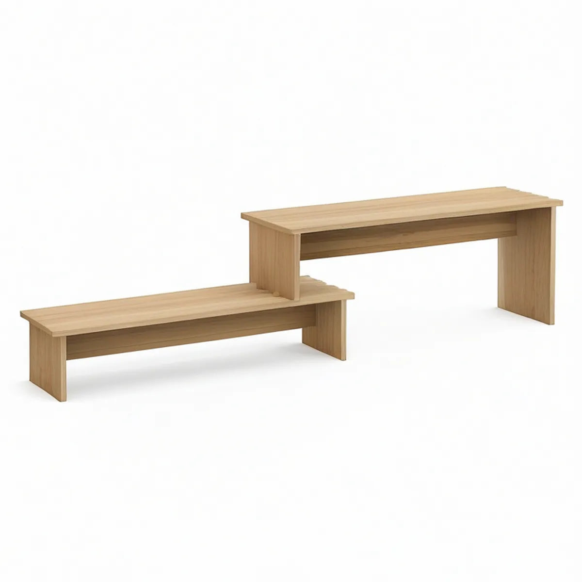 2-Piece Light Oak Wood-Grain Media Console Set, 47.2 x 23.6 x 15.7 in